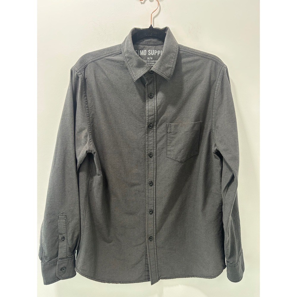 Mossimo Supply Co Mens Gray Athletic Fit Long Sleeve Button Down Shirt Size M